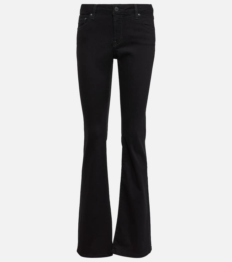 Low-rise flared jeans
