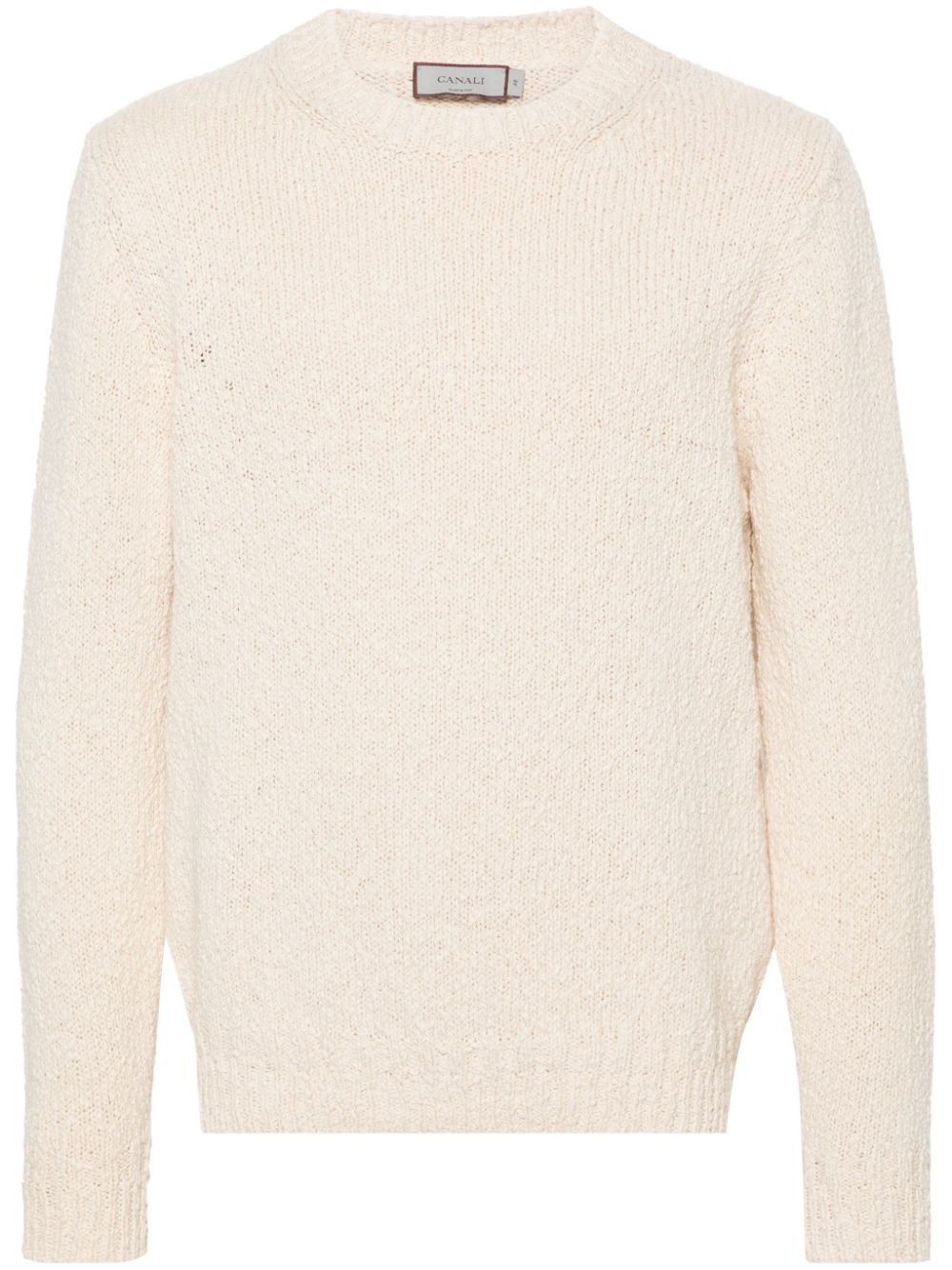 Crew-neck cotton jumper - Neutrals