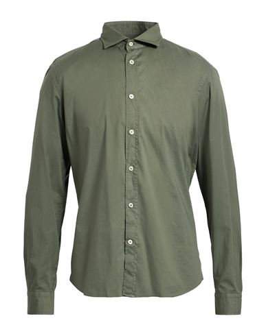 Man Shirt Military green Size 15 ¾ Cotton, Elastane