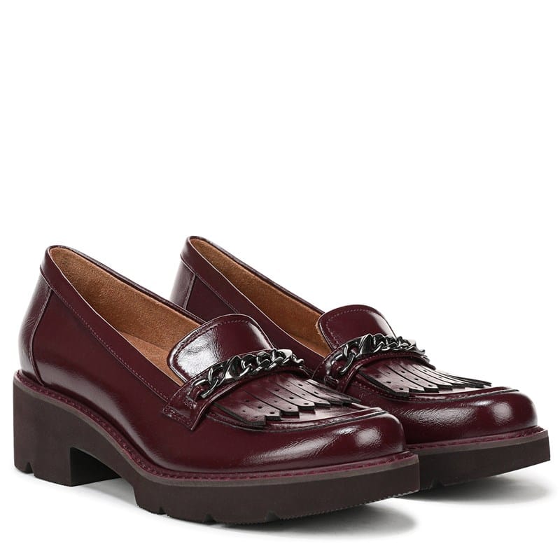 Women's Celia Lug Loafers (Wine Red Faux Leather)