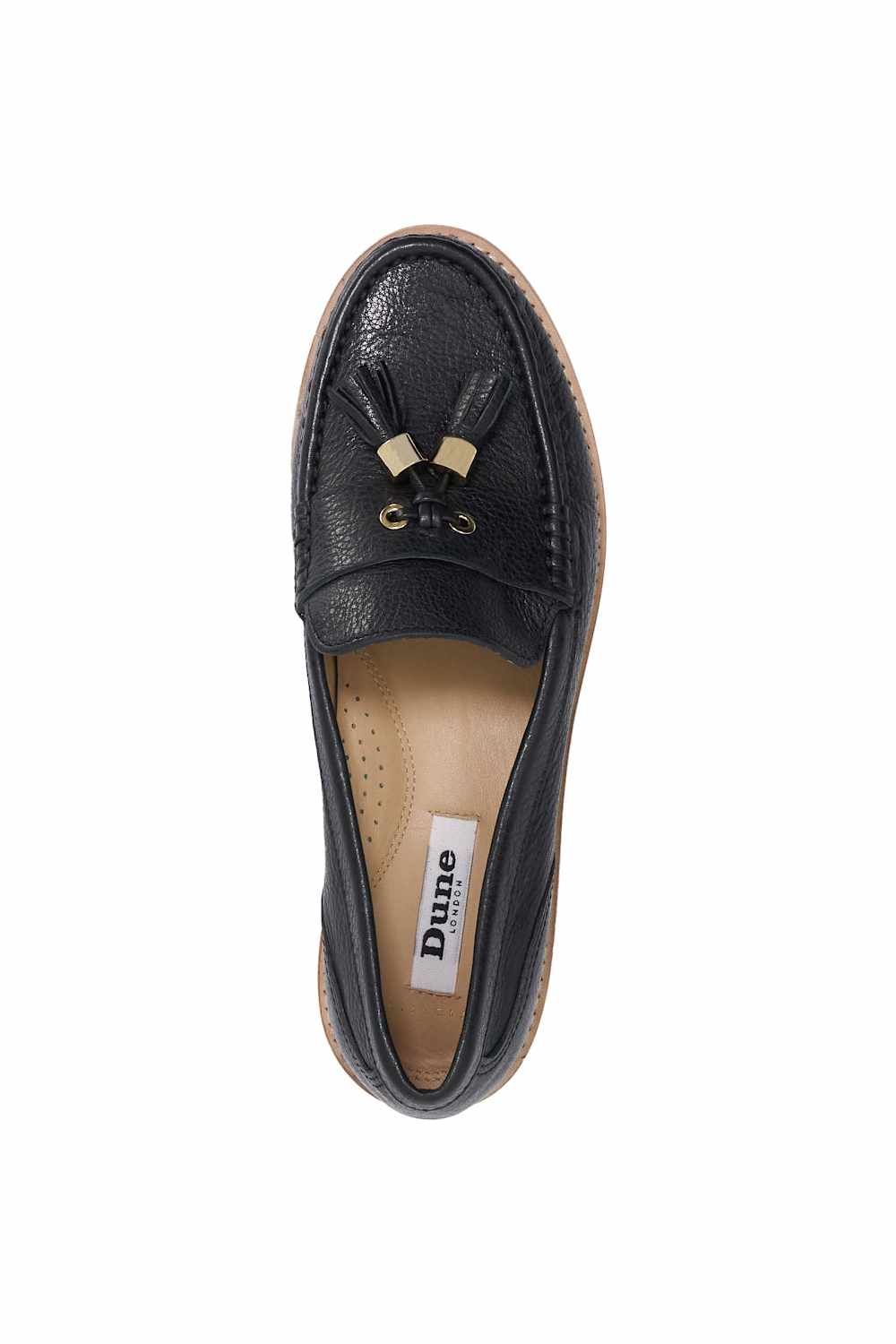 Dune London Women's Wide Fit 'Gwen' Leather Loafers in Black
