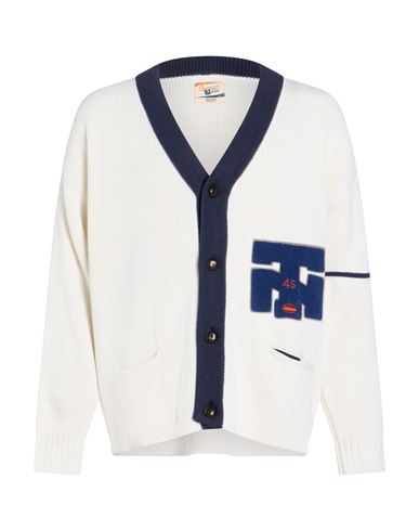 Index + Archives Man Cardigan Ivory Size M Merino Wool, Acrylic
