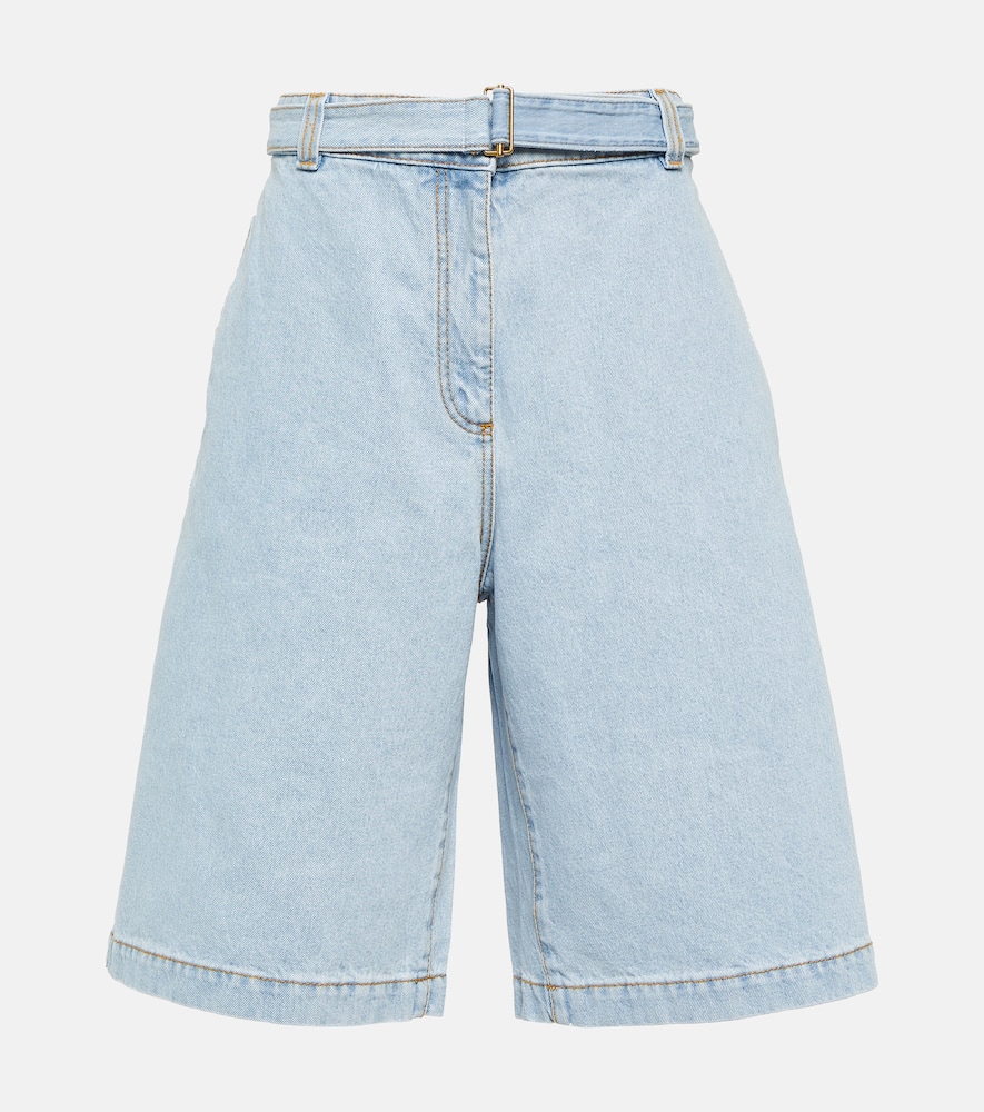 Embroidered denim shorts