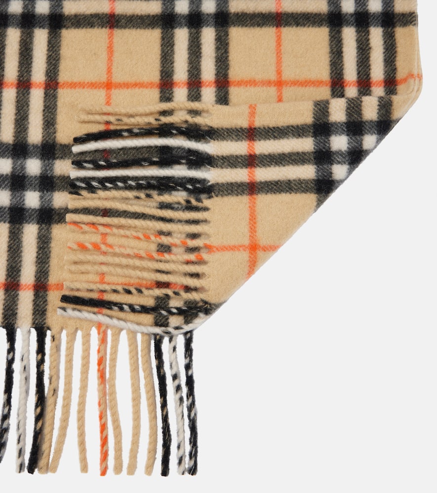 Check cashmere hooded scarf