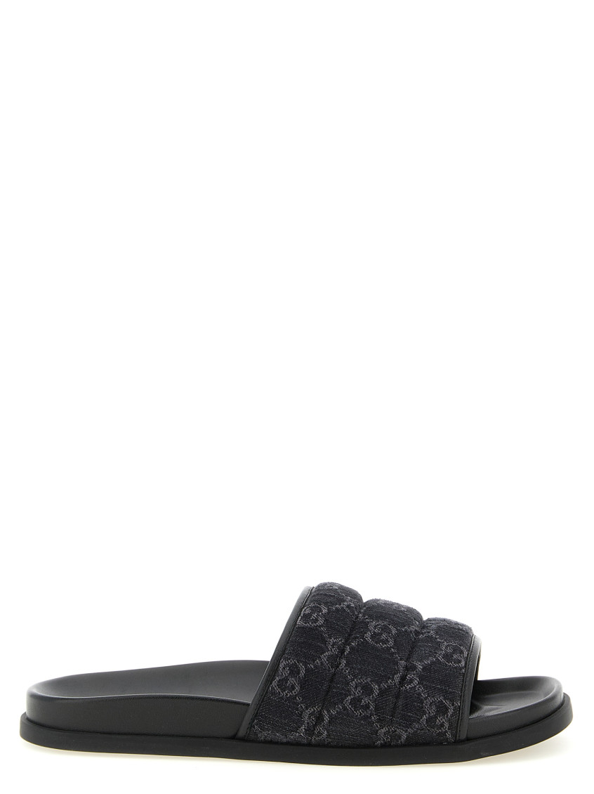 Gucci - gg denim slides open toe design