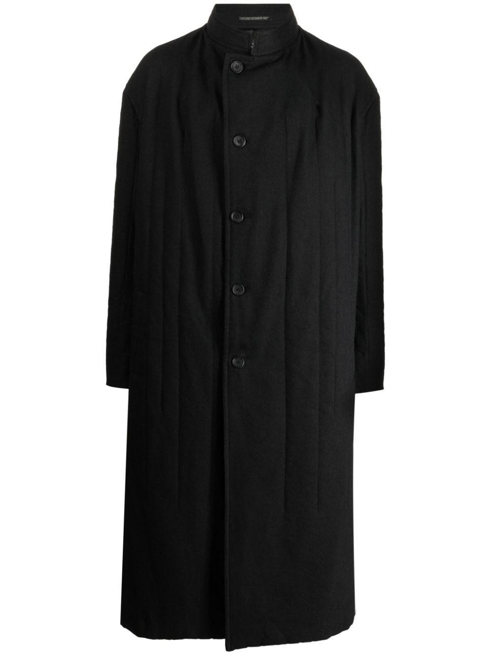 Single-breasted drop-shoulder coat - Black