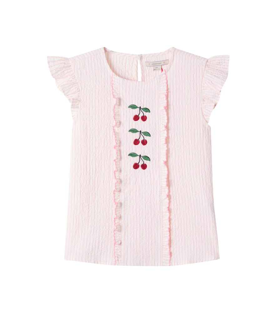 Konges Sløjd Ellie embroidered cotton seersucker top