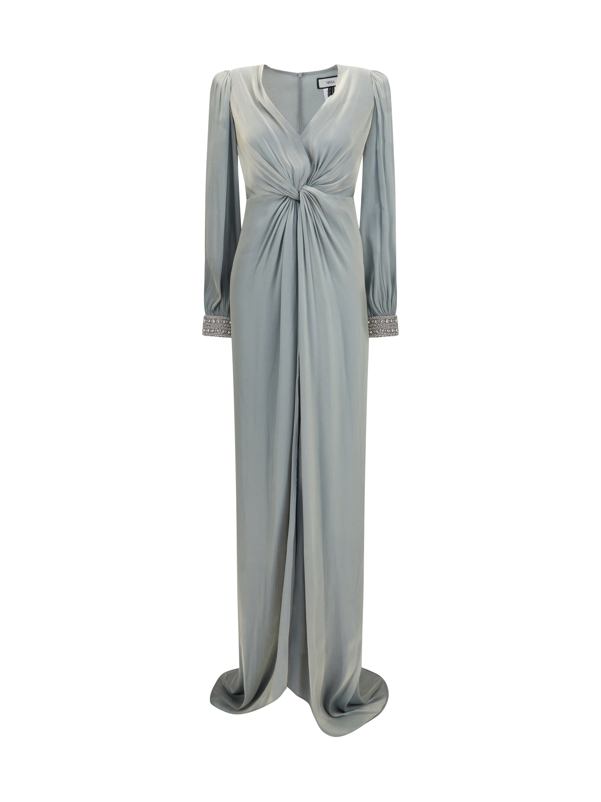 Crossover Silk Dress — Gray