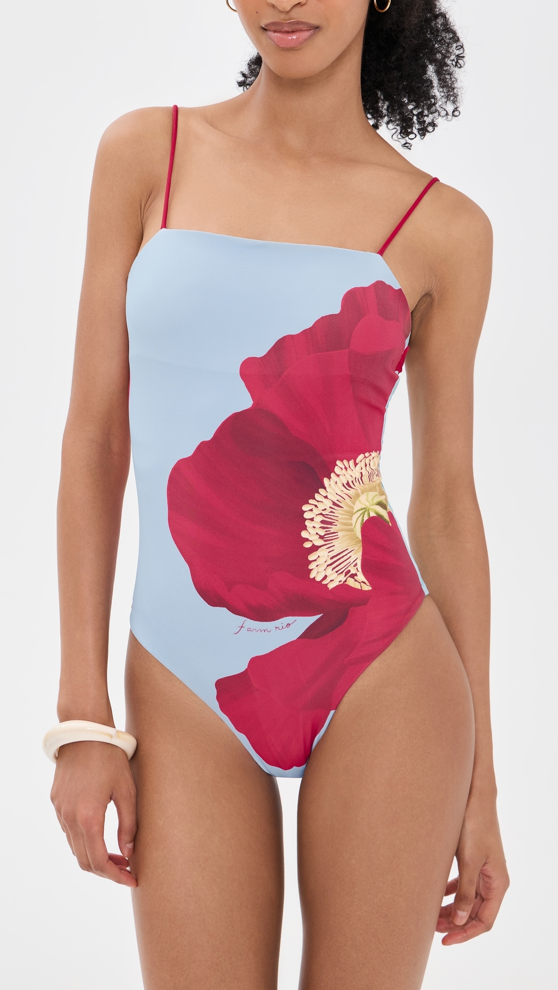Full Cut Placed One Piece Swimsuit Poppy Flowers