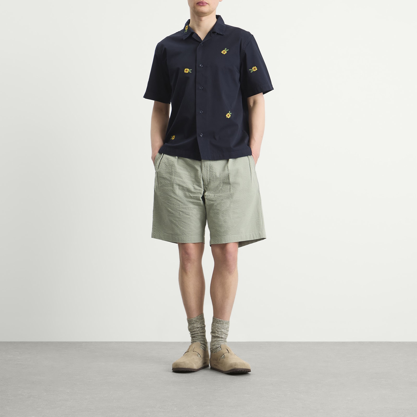 Men's Cross Stitch Shirt in Dark Navy