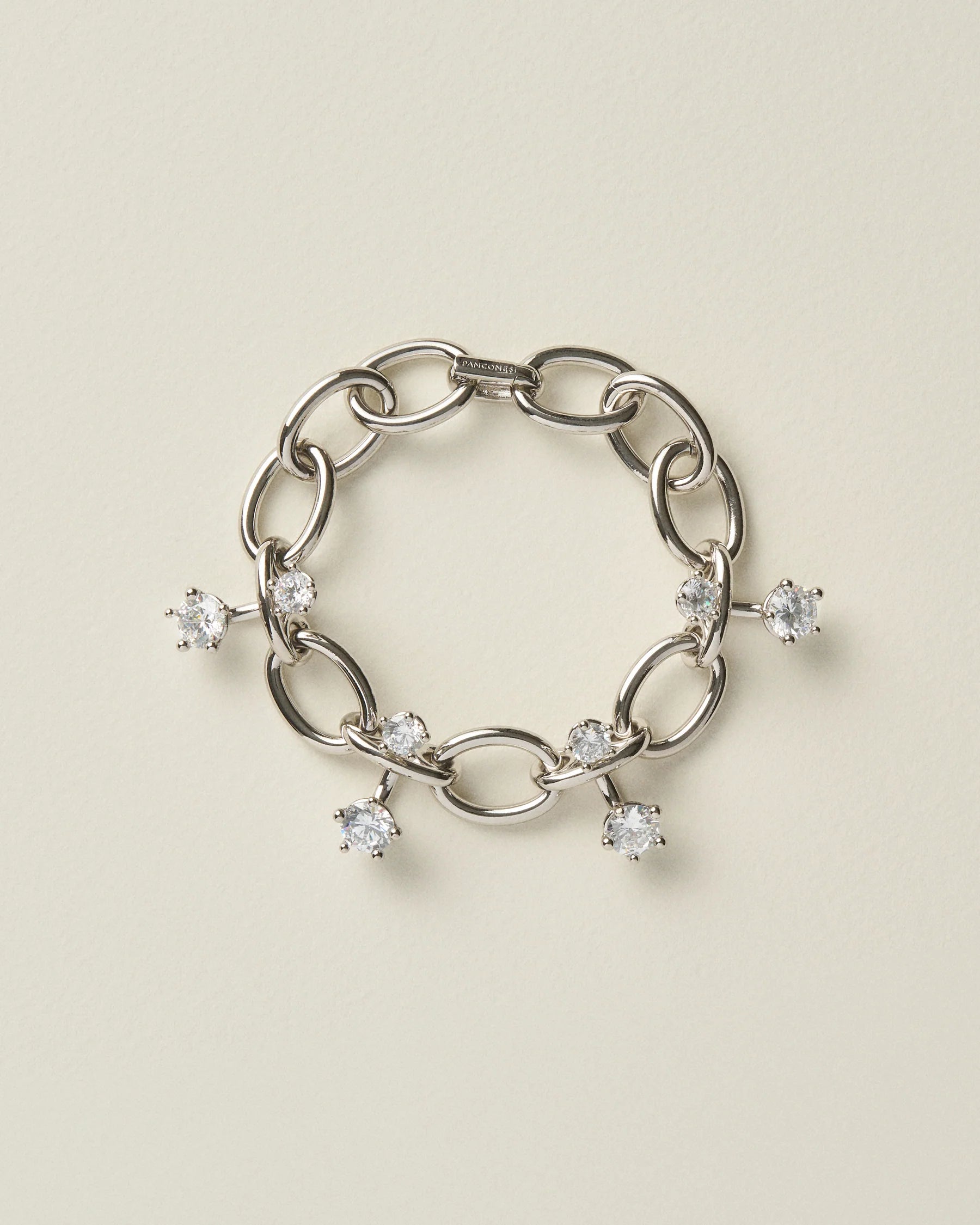 Chain Link with Crystal Charms Bracelet — Silver