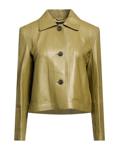 Woman Jacket Military green Size 6 Leather