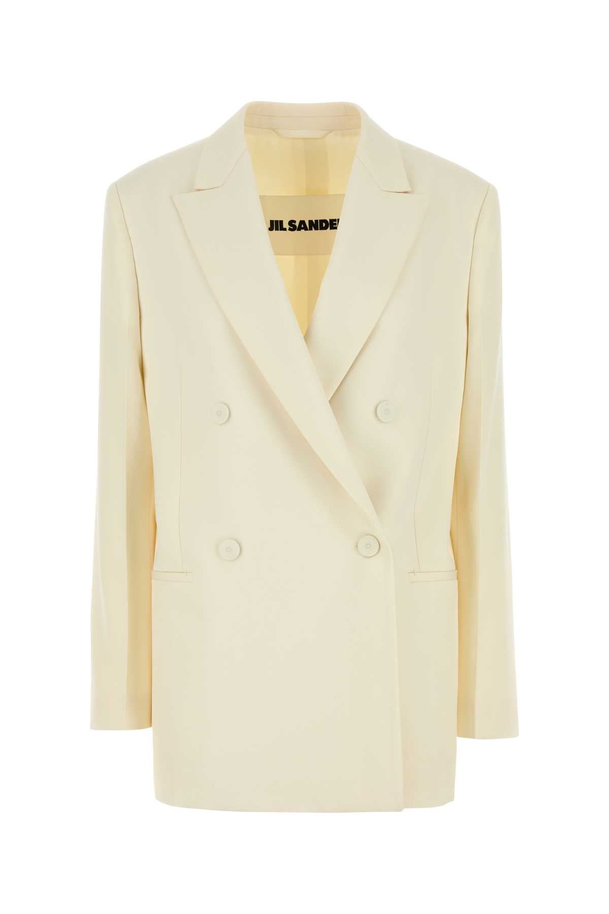Double-Breasted Wool Blazer — Beige