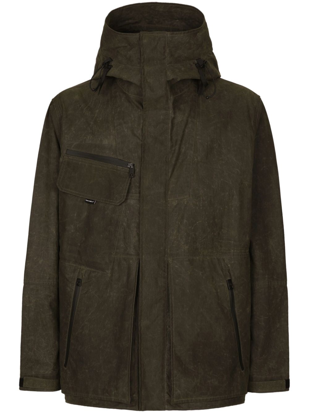 Hooded technical-fabric jacket - Grey