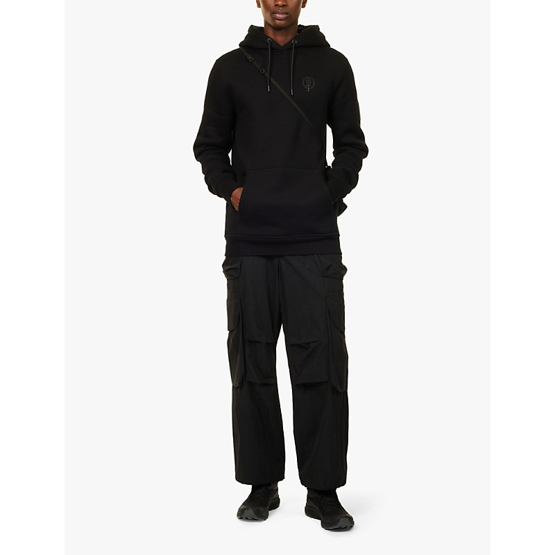 Mens Black Insignia Brand-patch Cotton-jersey Hoody