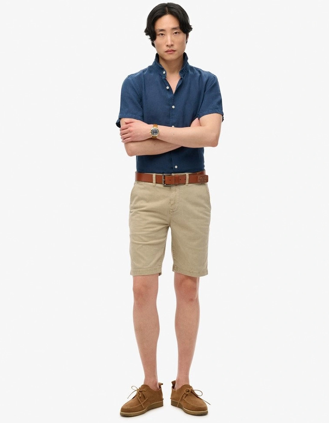 Men's Superdry Men's Vacation Linen Short Sleeve Shirt Navy - Size: Regular/40
