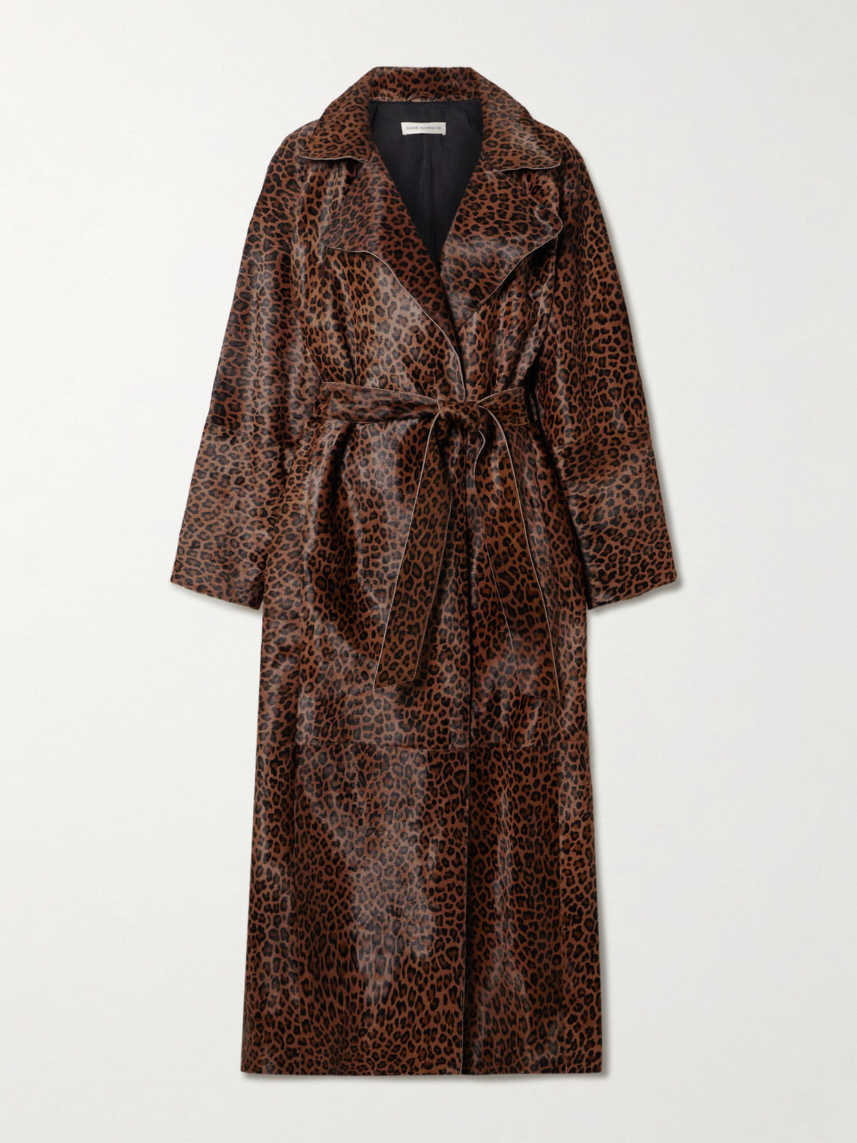 Althea Belted Leopard-print Cow Hair Coat - Animal print