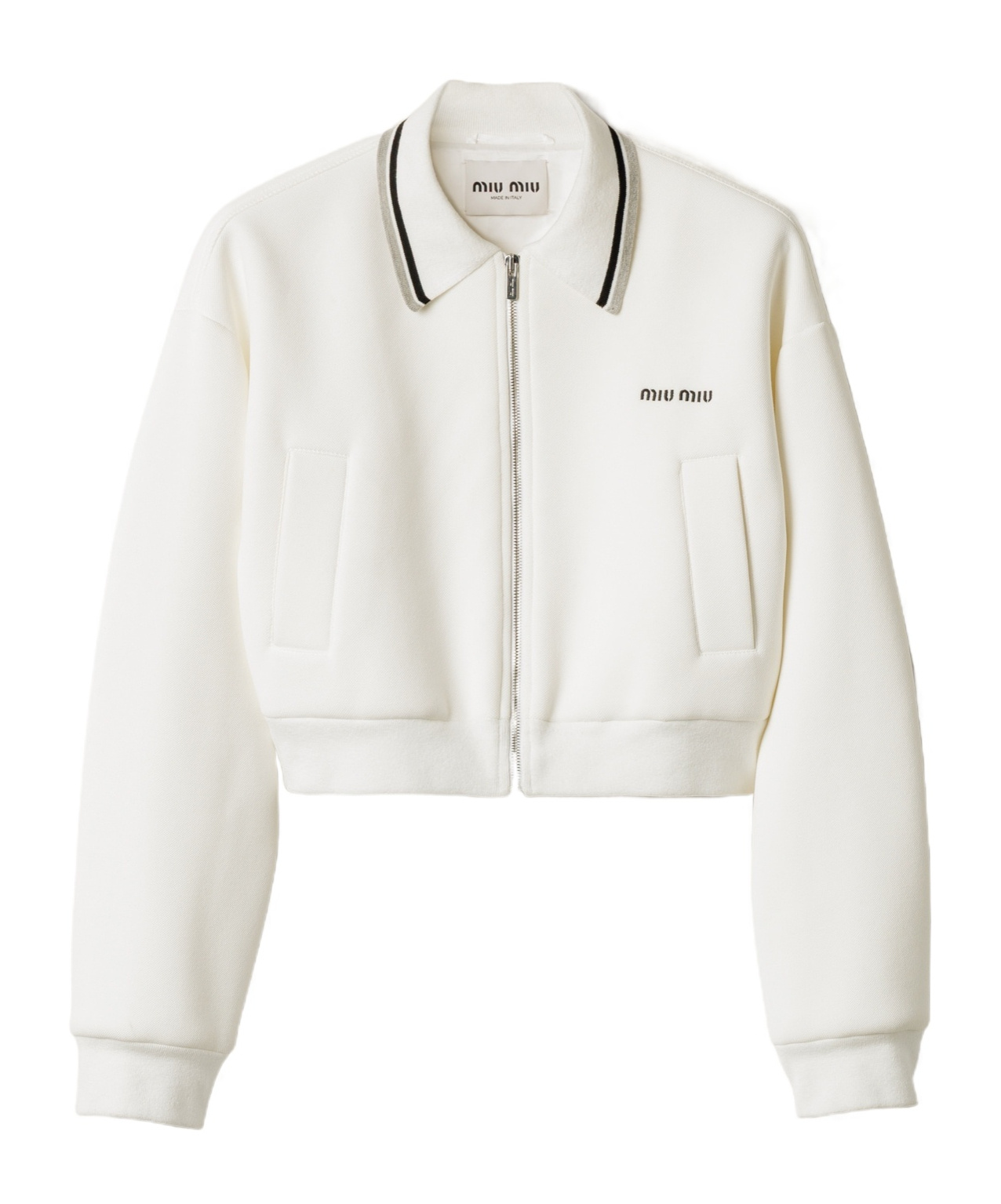 Bonded piqué and technical jersey blouson jacket