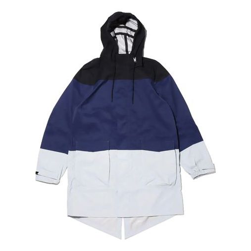 Men's Lab Colorblock Sports Hooded Windbreaker Jacket Multicolor 'Black Navy Grey'