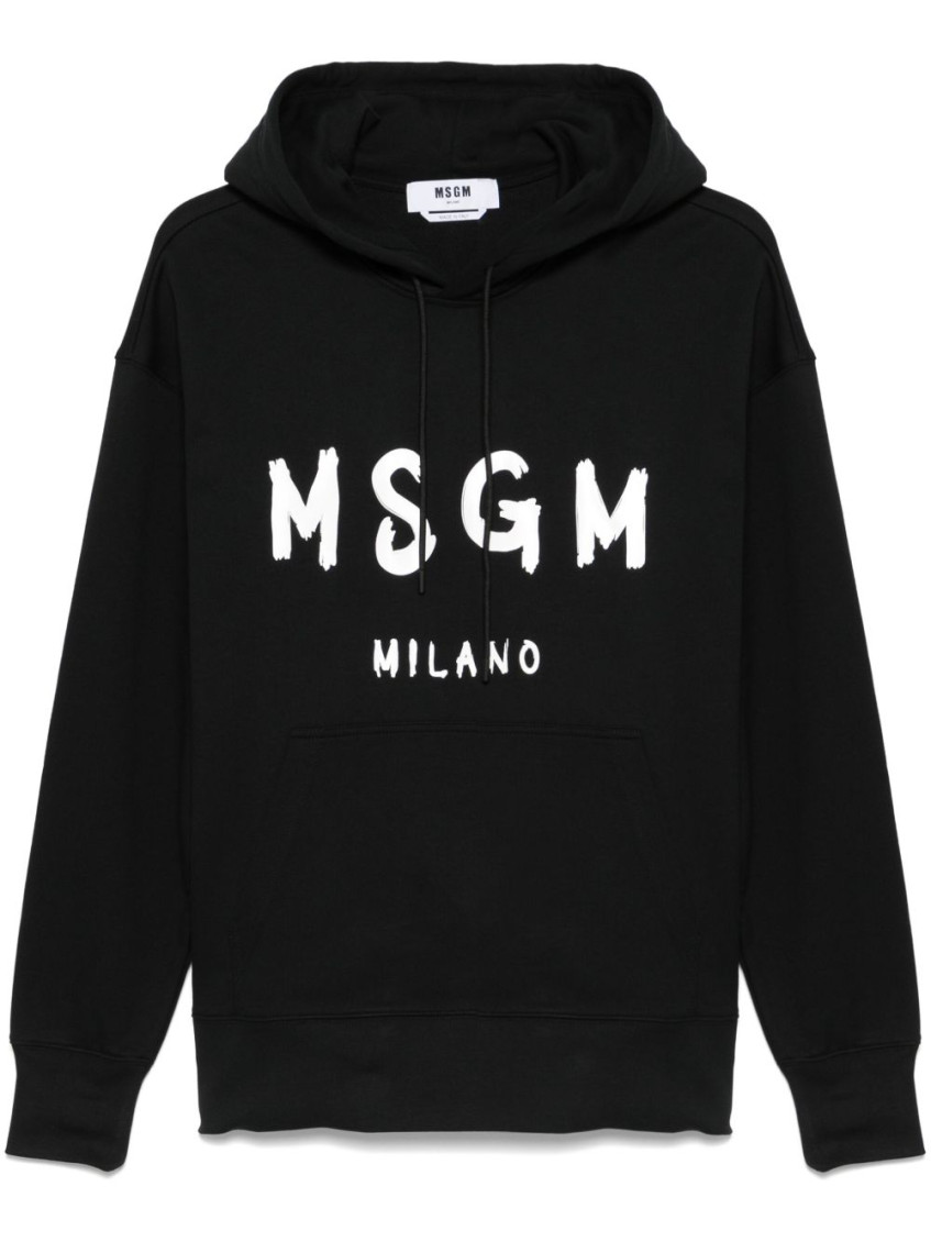 Black Cotton Crewneck Sweatshirt With Logo