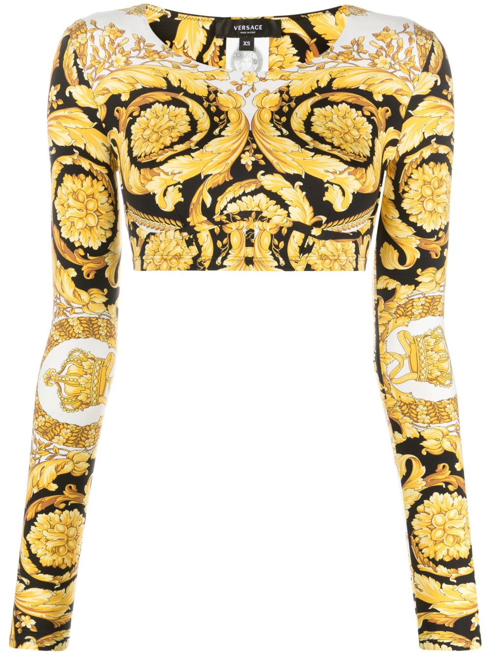 Barocco-print crop top - White