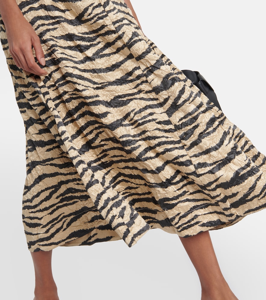 Ganni Printed satin slip midi dress