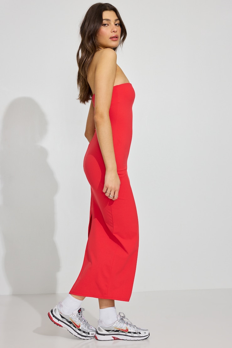 Sleek Maxi Tube Dress - Red - Women Clothing