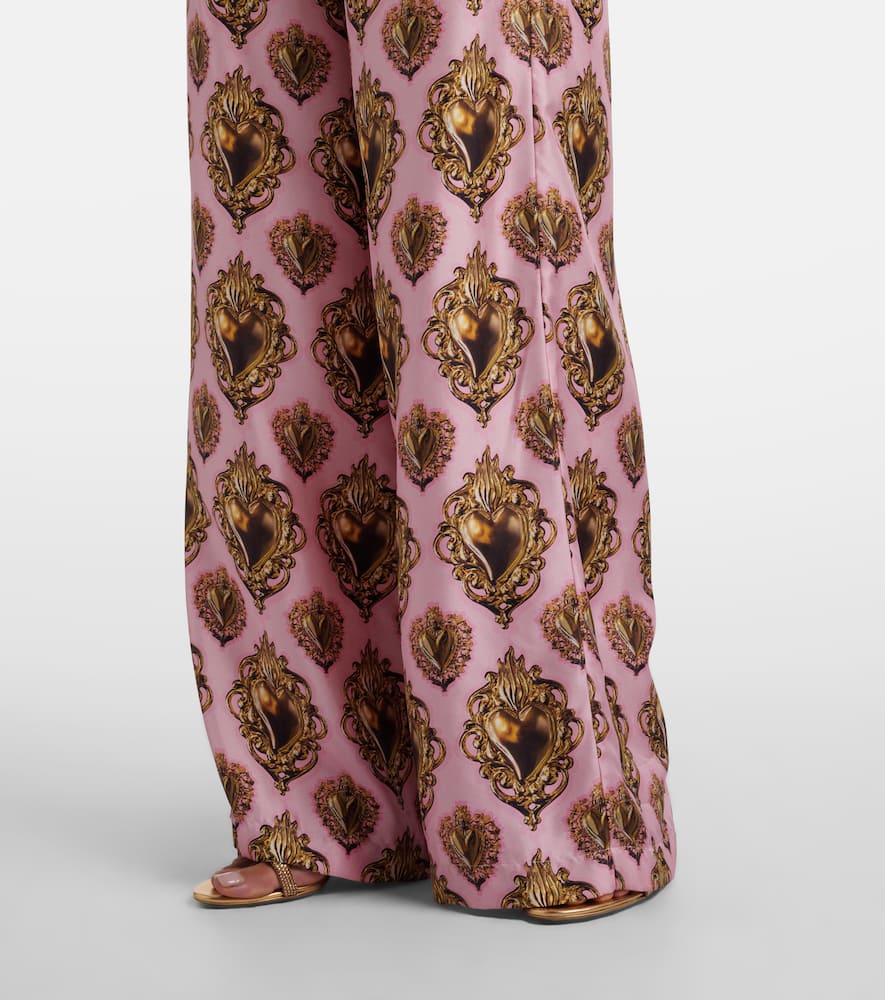 Printed high-rise silk palazzo pants
