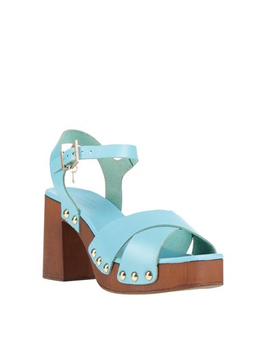 Woman Sandals Light blue Size 5 Leather