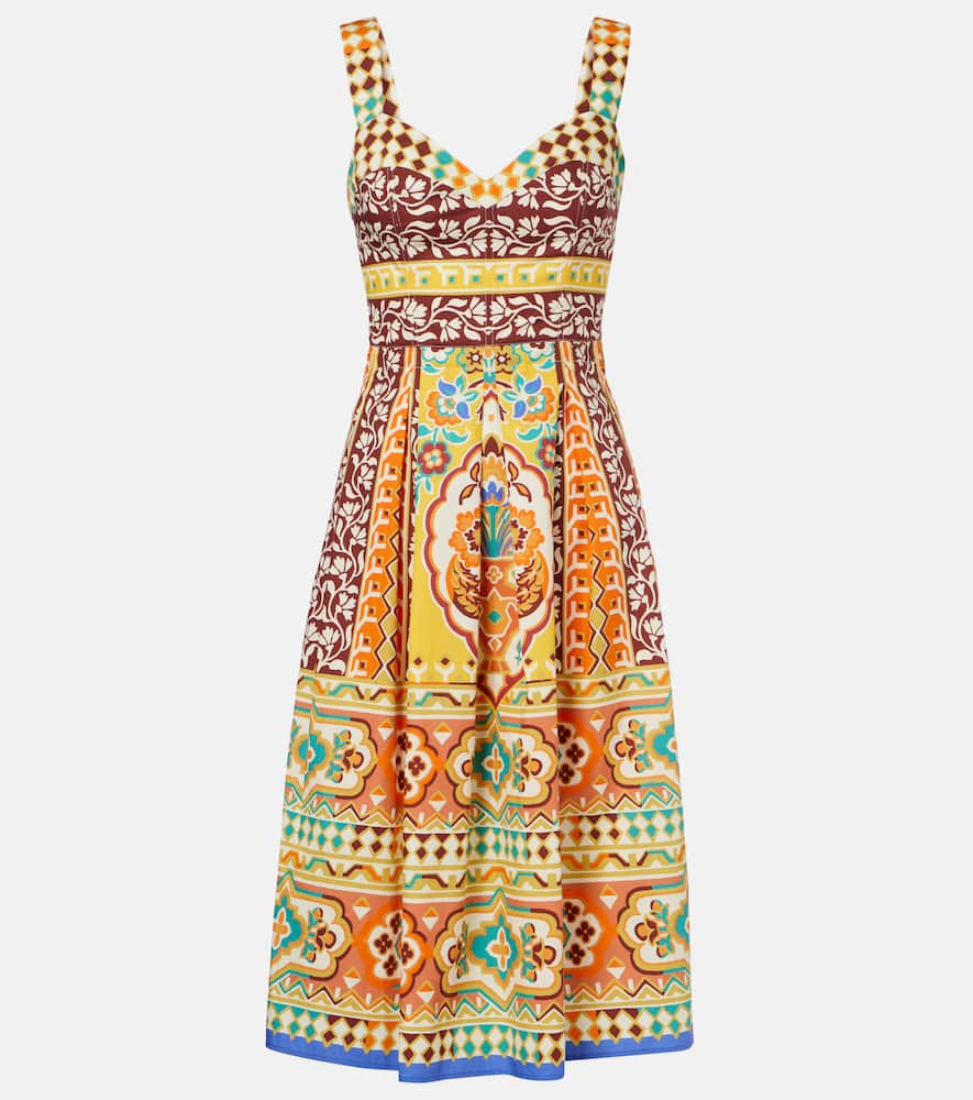 Printed cotton midi dress