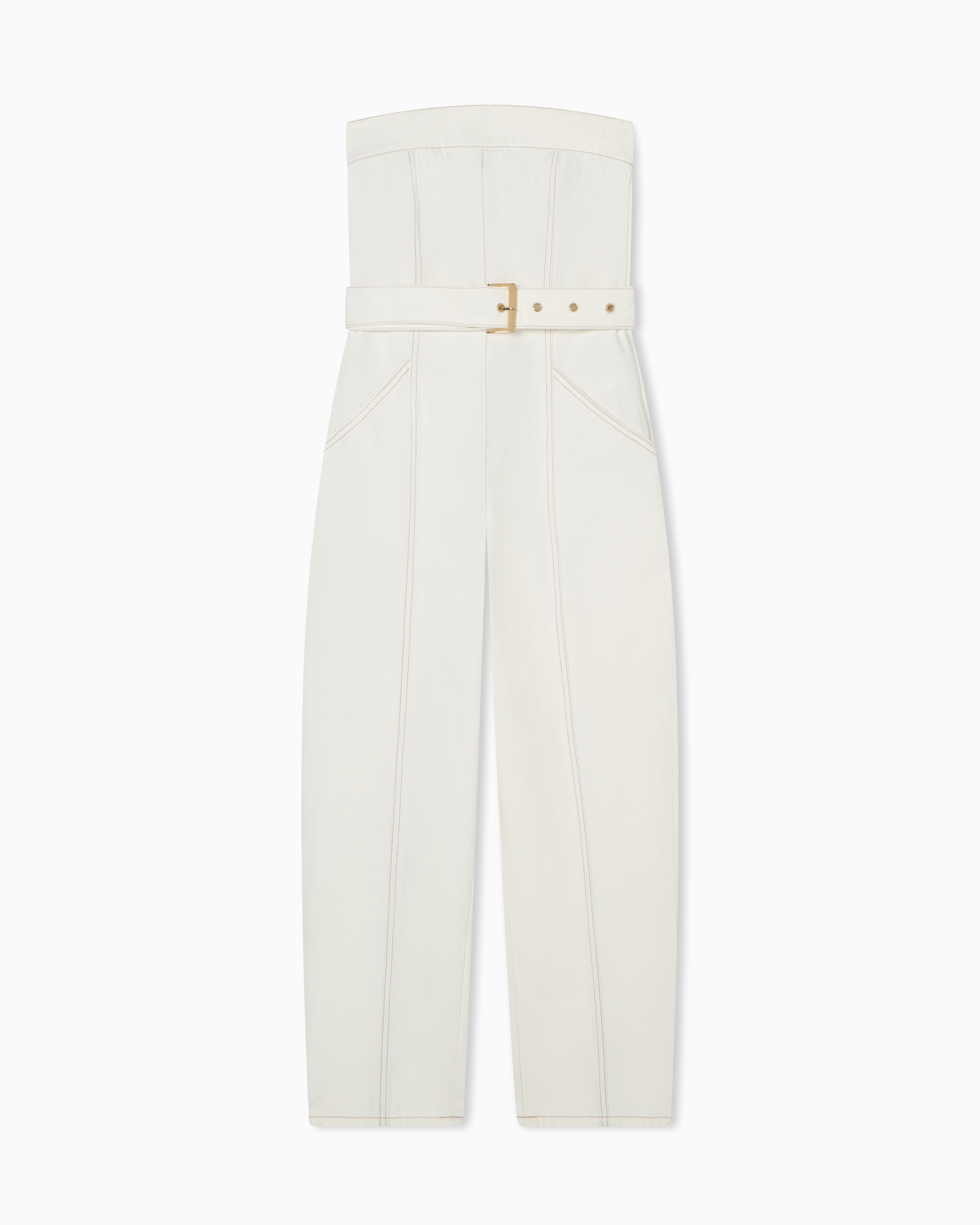 Rigid denim overalls
