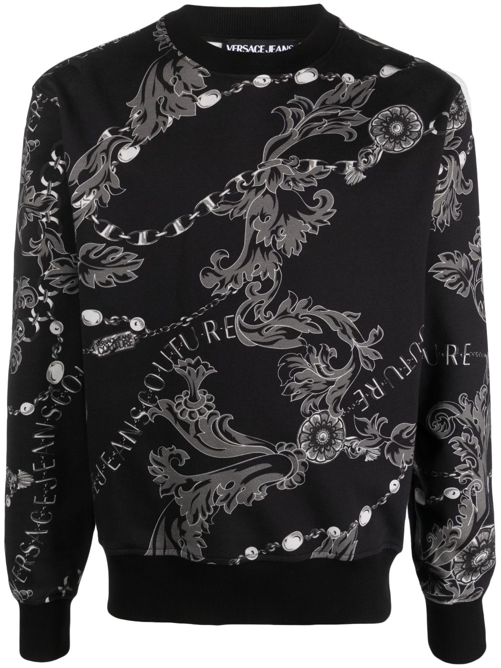 Baroque-pattern print jumper - Black