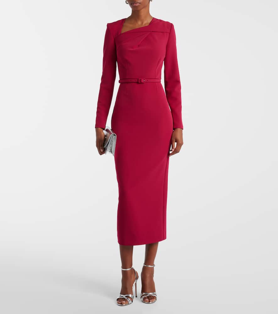 Belted crêpe midi dress