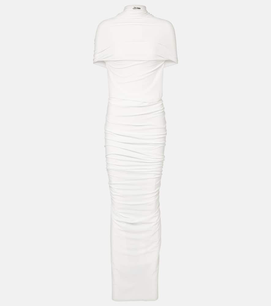 Jean Paul Gaultier Fringed ruched jersey maxi dress