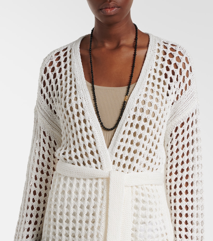 Gelo open-knit cotton wrap cardigan