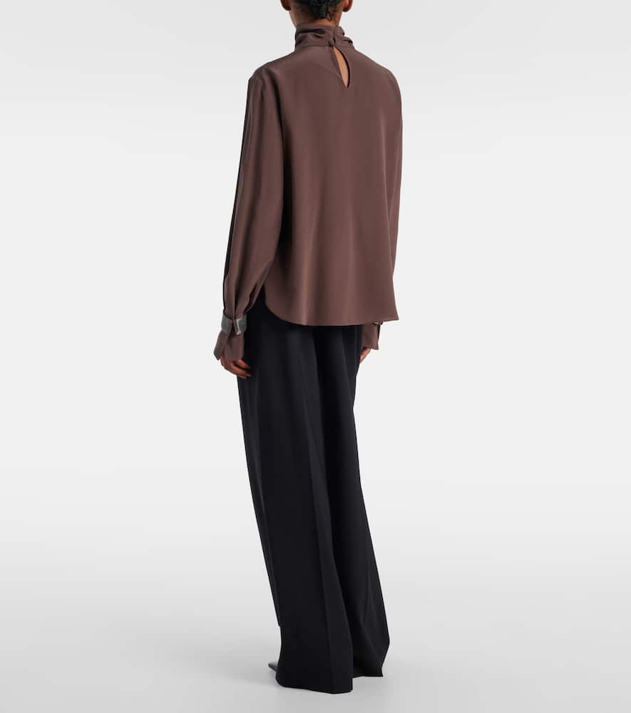 Monili turtleneck silk blouse