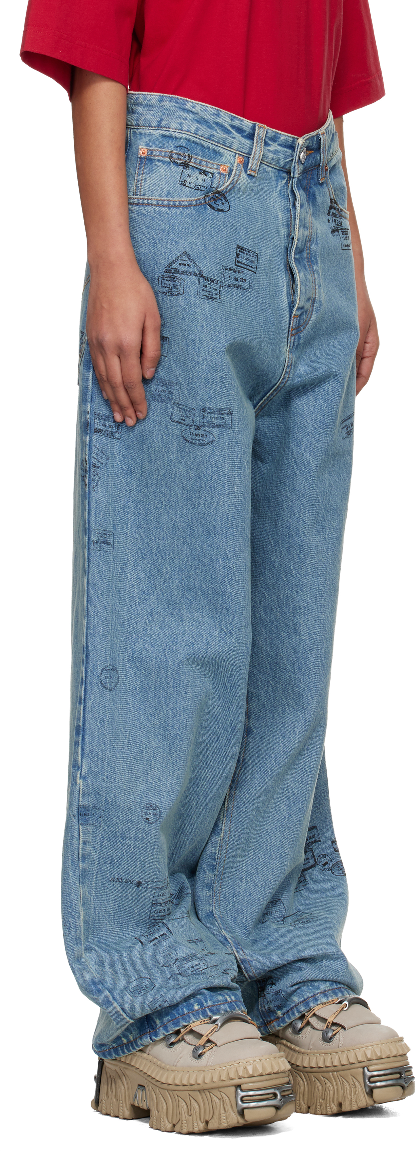 Blue Passport Stamps Jeans