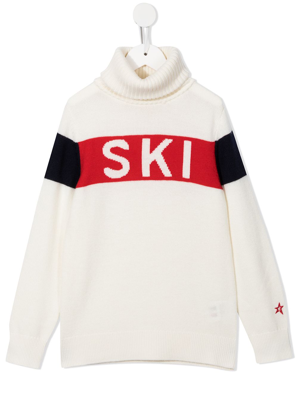 Ski-print roll neck jumper - White