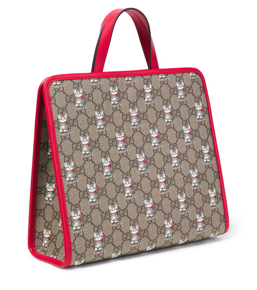 GG leather-trimmed canvas tote bag