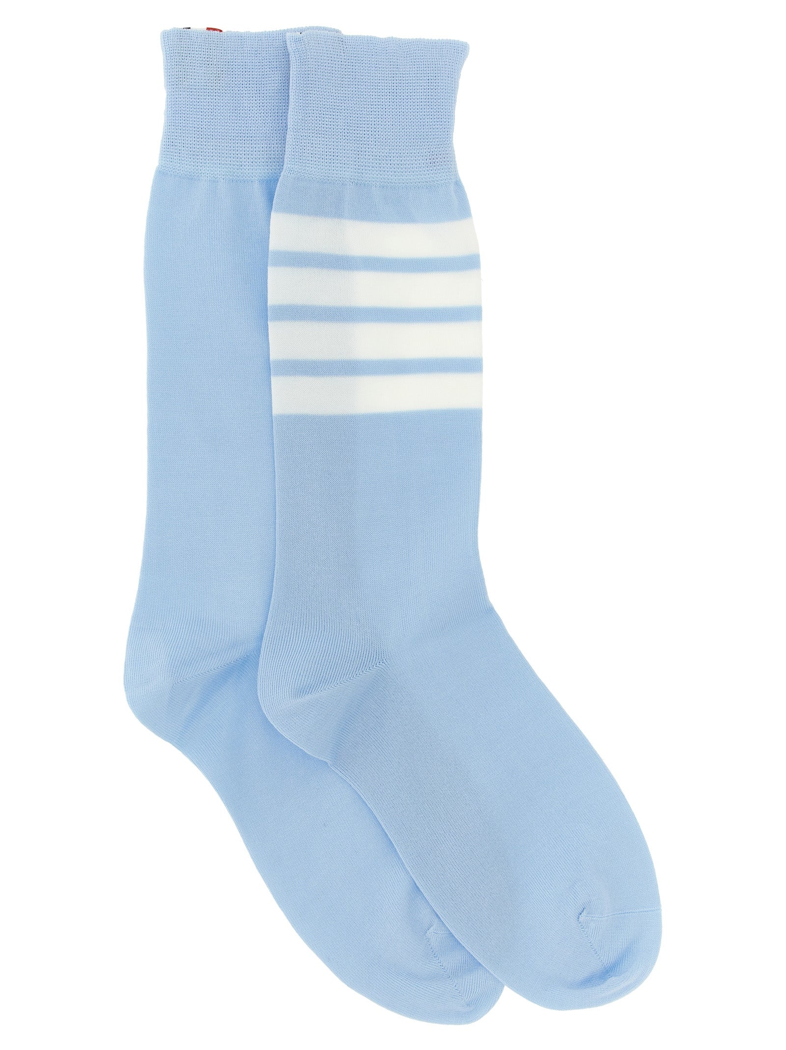 4-Bar Striped Cotton-Blend Socks — Blue