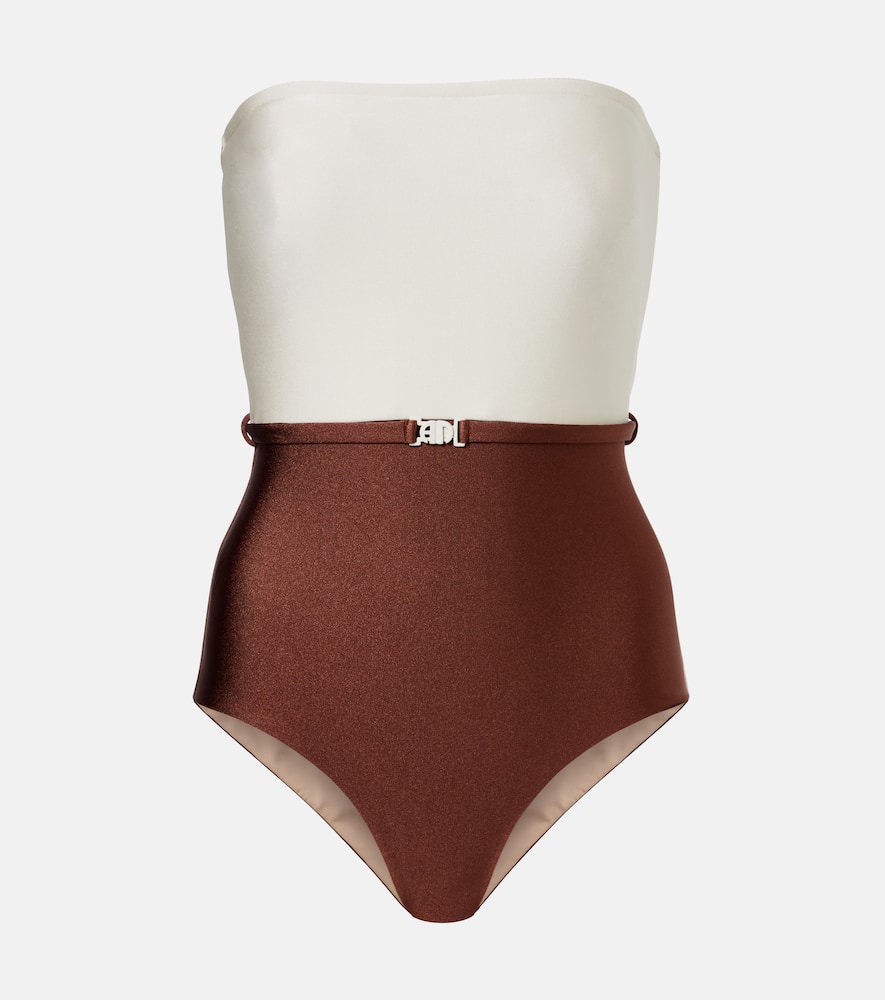 Bicolor belted swimsuit