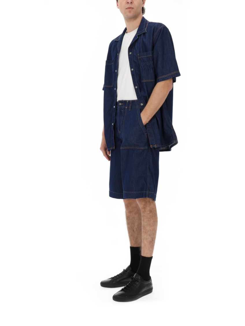 Dark Blue Solid Shorts