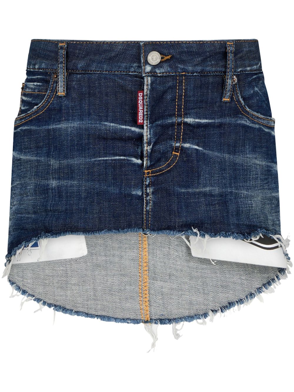 Logo-tag denim skirt - Blue