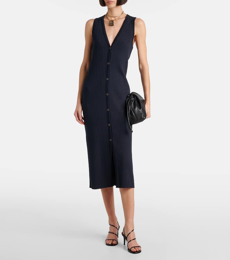 Ribbed-knit midi dress