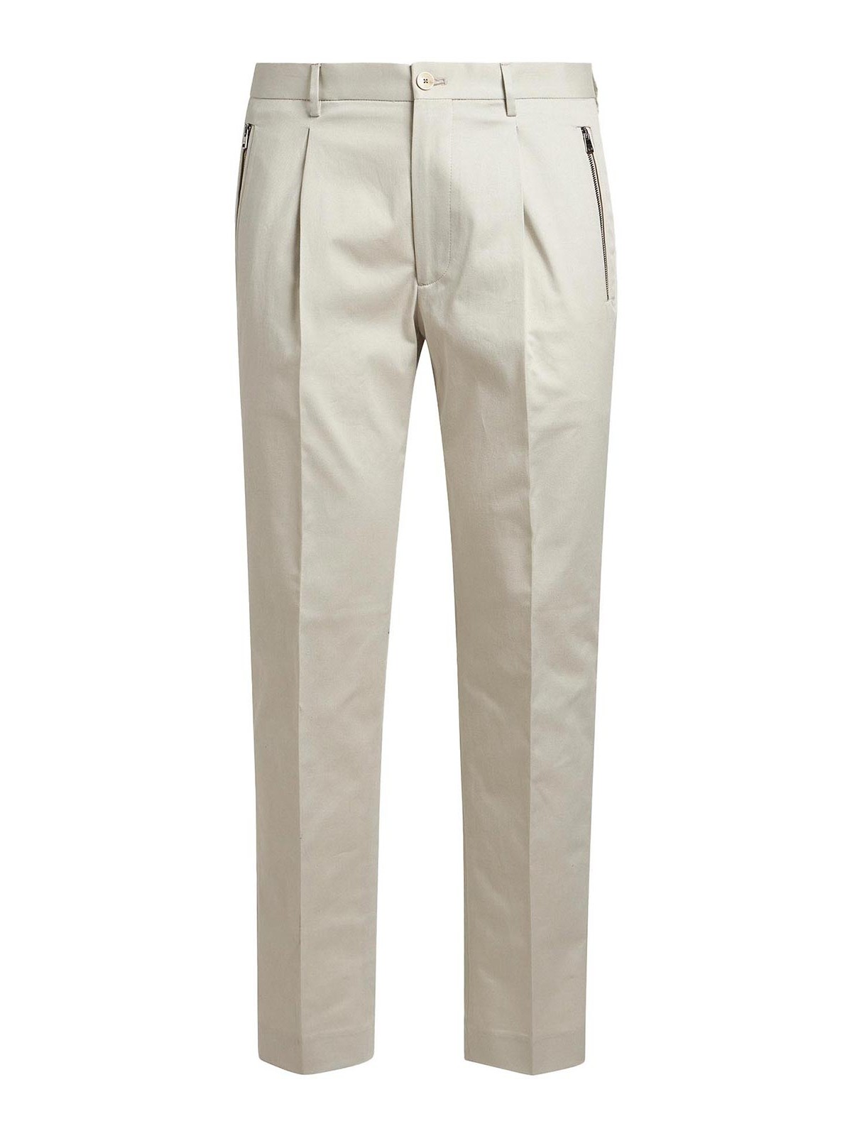 White Stretch Cotton Gabardine Trousers