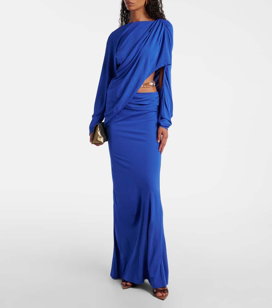 Encased Nature draped jersey gown