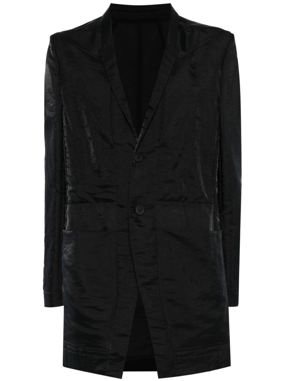 Silk-blend single-breasted blazer - Black