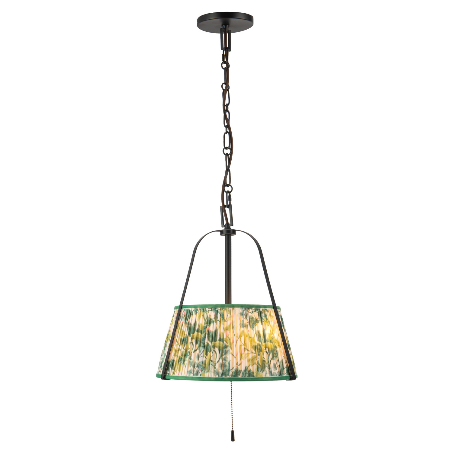Matte Black Green Linen Pendant from the Scout Collection