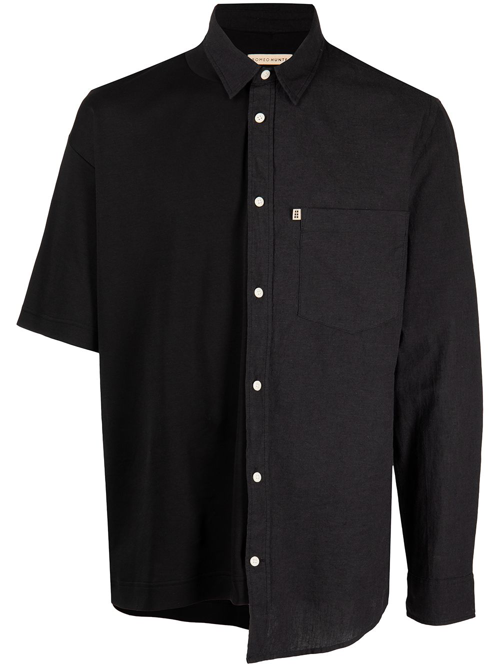 Asymmetric button-down shirt - Black