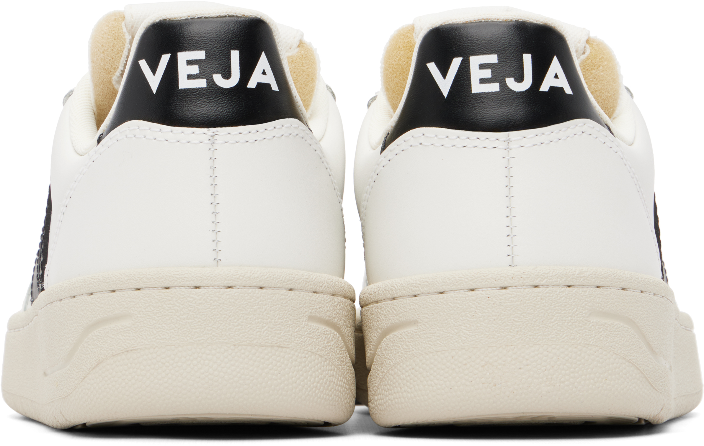 White & Black V-10 Leather Sneakers